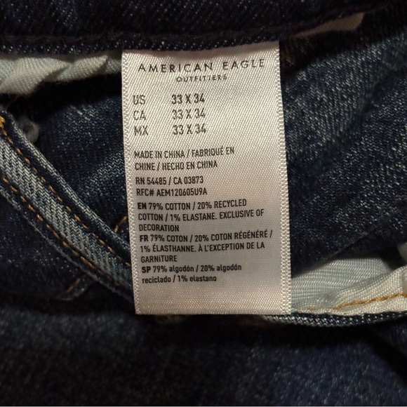 American Eagle Outfitters Flex Relaxed Straight Jeans 33x34 Dark Wash - Picture 6 of 11